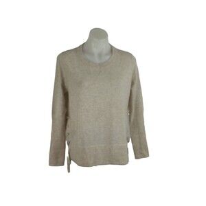 DTLM Repeat Wool Cashmere Cream Knit Pullover Side Tie Sweater Women Sz 38 Small